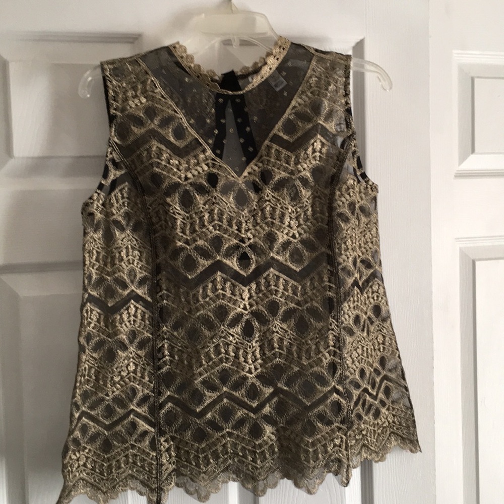 Black and gold sheer cover over shirt Size M